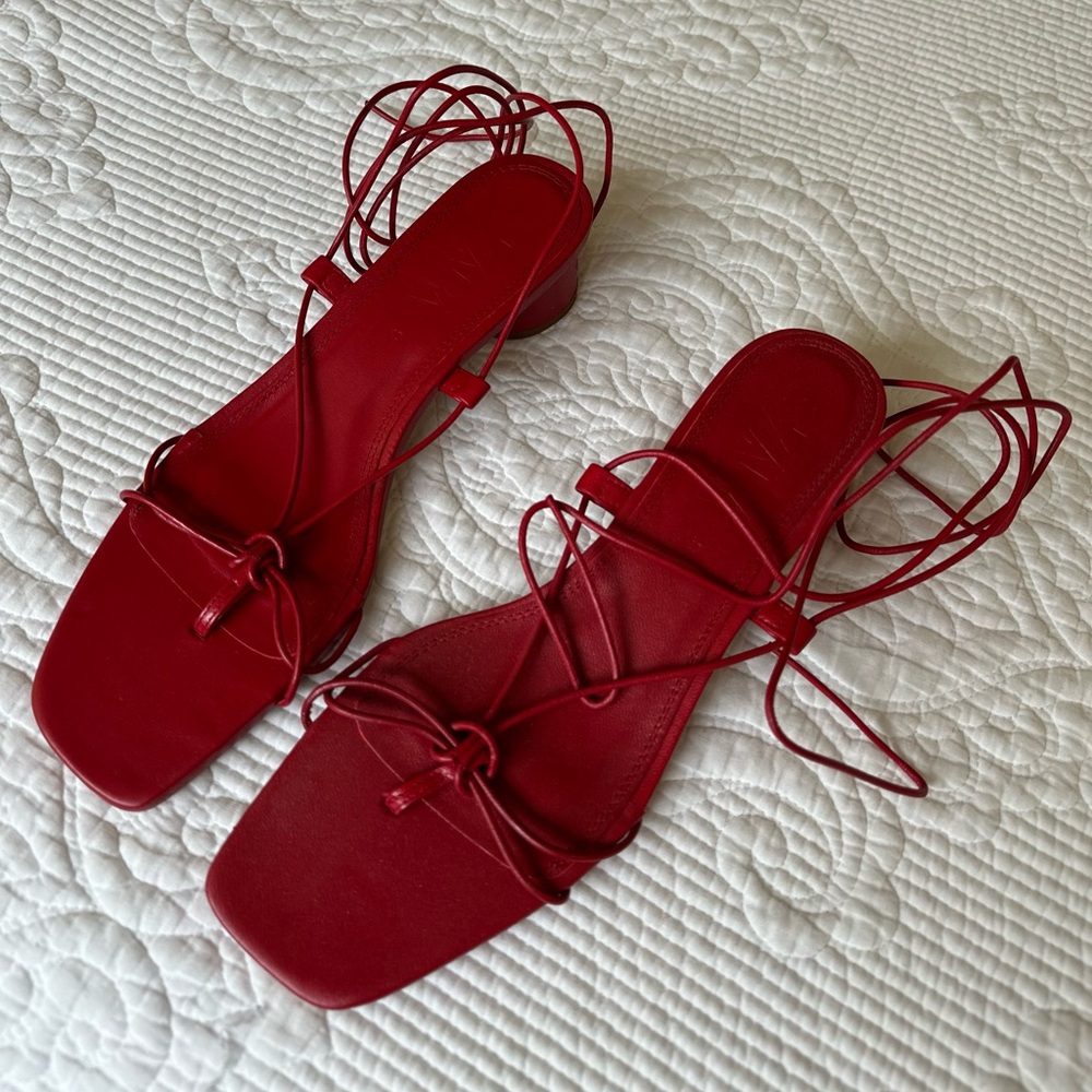 Zara Strappy Red Sandals - Picture 4 of 5